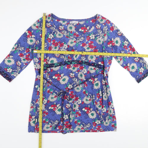 Marks and Spencer Per Una Weekend Blue Floral Cotton Wrap Dress Women’s Size 16