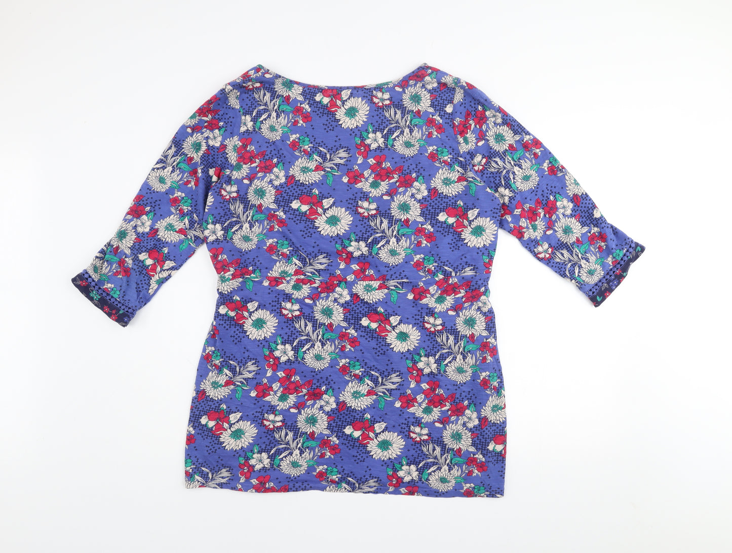 Marks and Spencer Per Una Weekend Blue Floral Cotton Wrap Dress Women’s Size 16