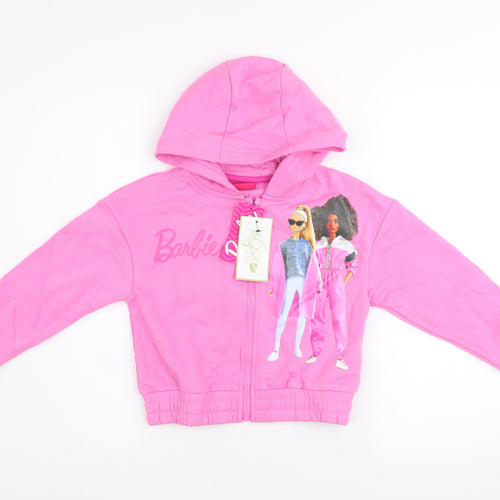 Barbie Girls Pink Full Zip Hoodie 7-8 Years Hooded Sweatshirt