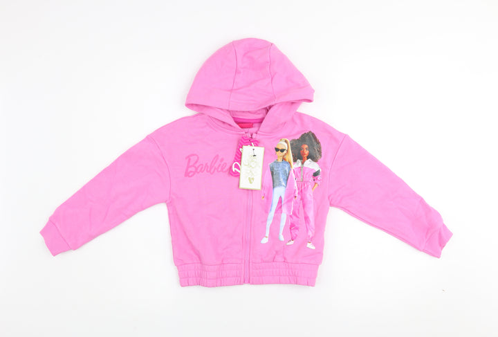 Barbie Girls Pink Full Zip Hoodie 7-8 Years Hooded Sweatshirt