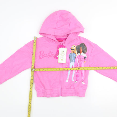 Barbie Girls Pink Full Zip Hoodie 7-8 Years Hooded Sweatshirt