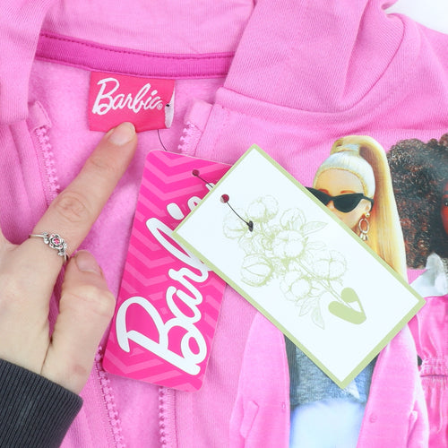 Barbie Girls Pink Full Zip Hoodie 7-8 Years Hooded Sweatshirt
