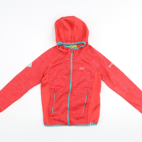 Regatta Boys Red Softshell Hooded Jacket 9-10 Years Lightweight Outdoor Zip Coat