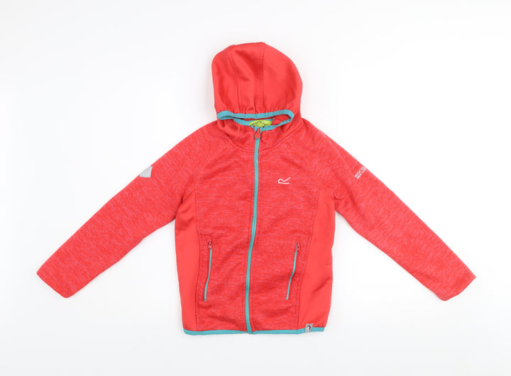 Regatta Boys Red Softshell Hooded Jacket 9-10 Years Lightweight Outdoor Zip Coat
