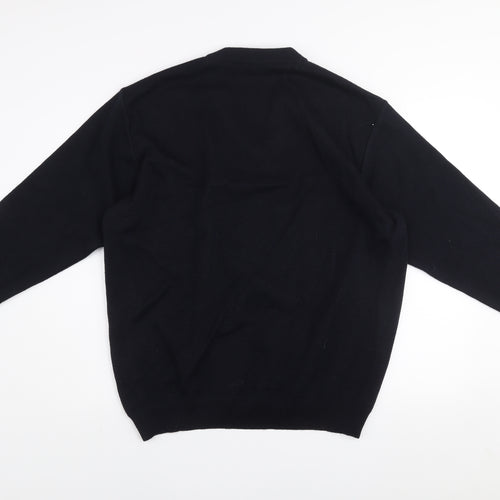 Franco Bencini Collezione Men's Blue Geometric V-Neck Wool Blend Jumper XL