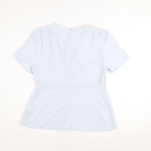AngelEye London Women’s Blue Short Sleeve Bow Blouse Size 14