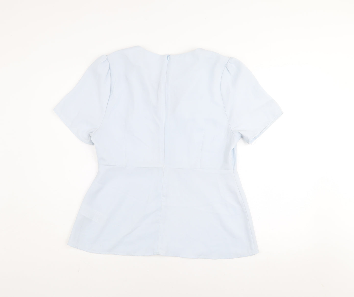 AngelEye London Women’s Blue Short Sleeve Bow Blouse Size 14