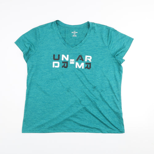 Under Armour Men Blue 2XL V-Neck Moisture-Wicking Active T-Shirt