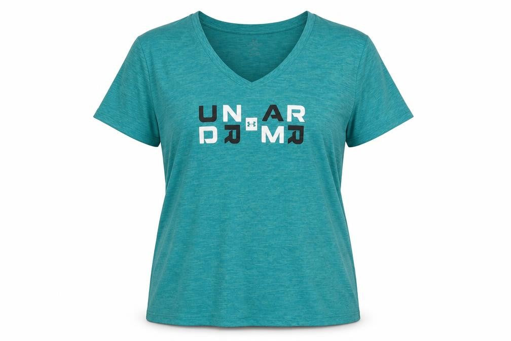 Front view of Under Armour Men Blue 2XL V-Neck Moisture-Wicking Active T-Shirt