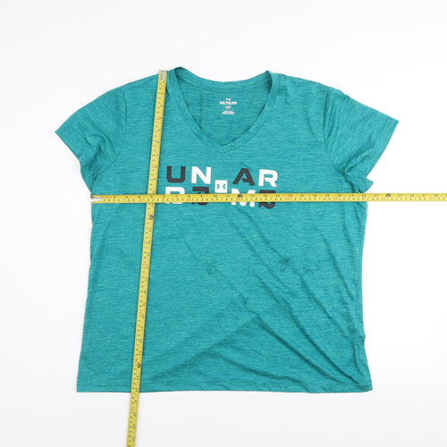 Under Armour Men Blue 2XL V-Neck Moisture-Wicking Active T-Shirt