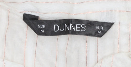 Dunnes Women Ivory Striped Cotton Tunic Blouse Size M