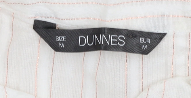 Dunnes Women Ivory Striped Cotton Tunic Blouse Size M