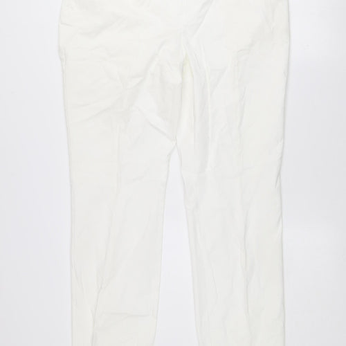 Dunnes Women White Chino Trousers Size 14 Cotton Stretch