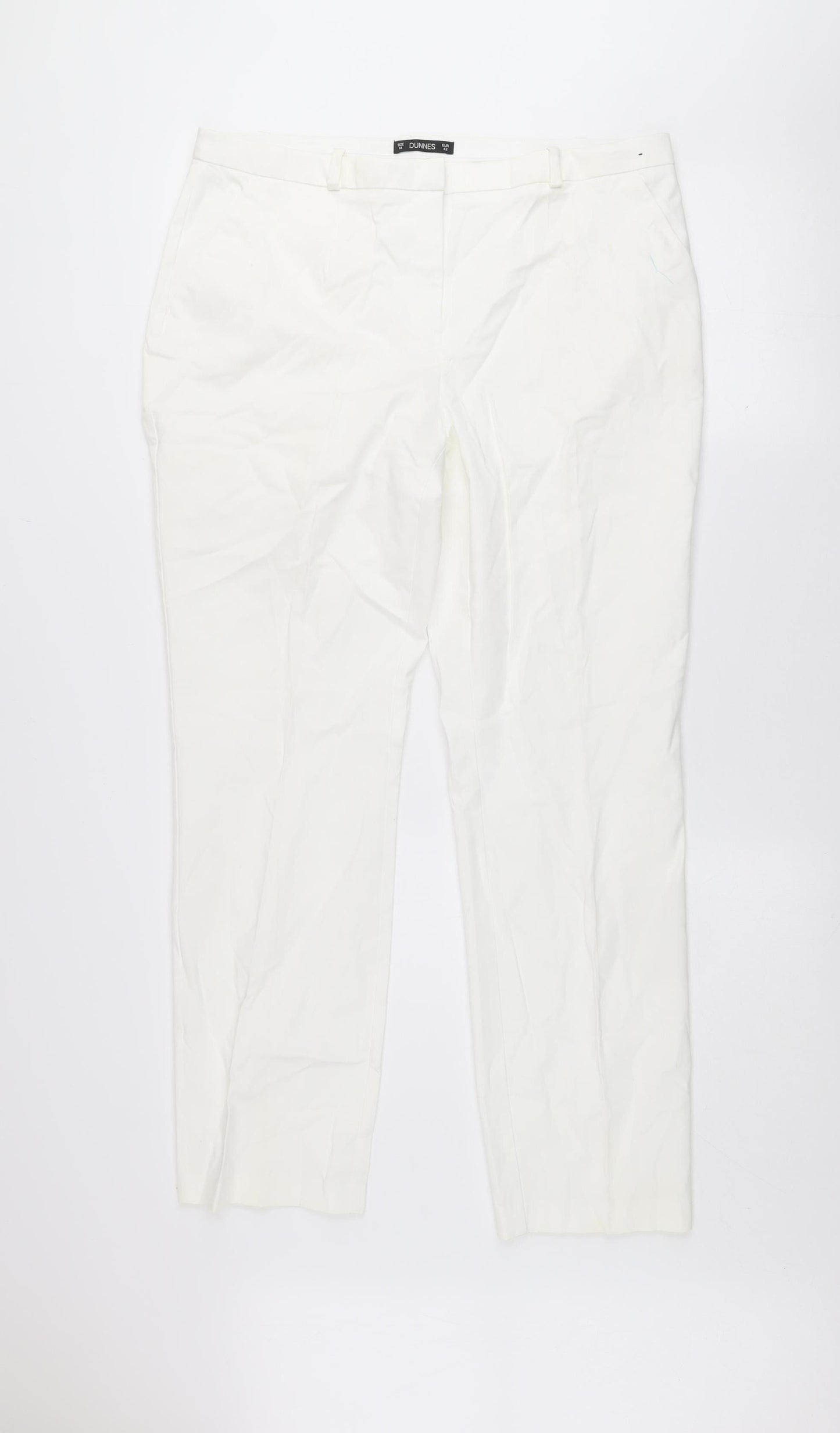 Dunnes Women White Chino Trousers Size 14 Cotton Stretch