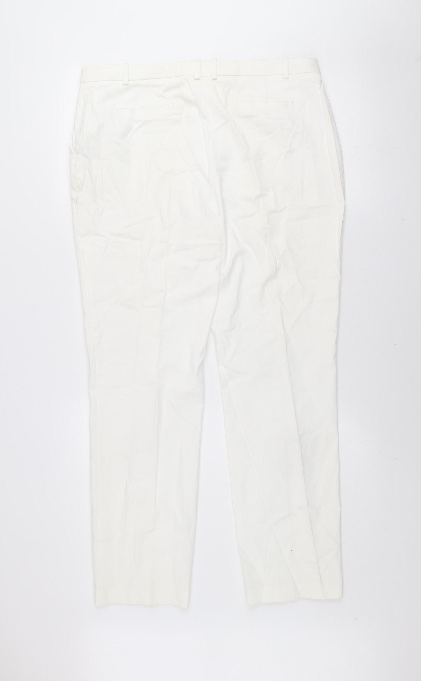 Dunnes Women White Chino Trousers Size 14 Cotton Stretch