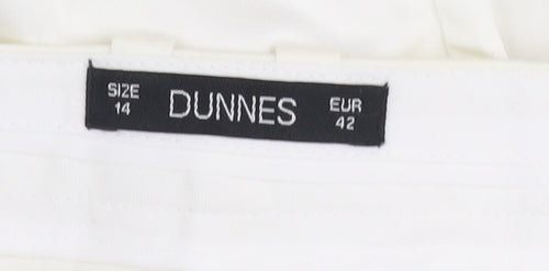Dunnes Women White Chino Trousers Size 14 Cotton Stretch