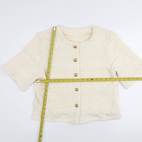 Emily & Me Women’s Ivory Cropped Tweed Button Jacket Size M