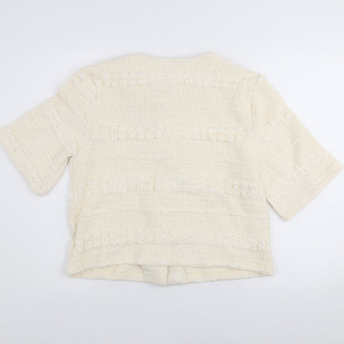 Emily & Me Women’s Ivory Cropped Tweed Button Jacket Size M
