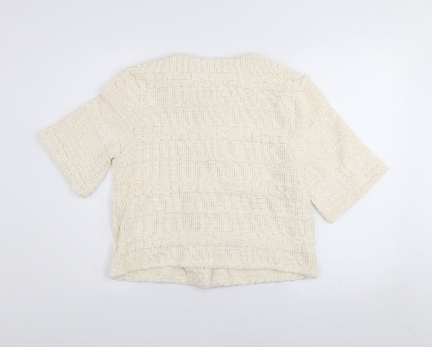 Emily & Me Women’s Ivory Cropped Tweed Button Jacket Size M