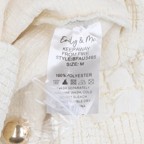 Emily & Me Women’s Ivory Cropped Tweed Button Jacket Size M