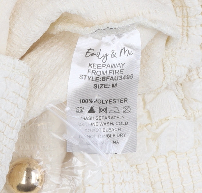 Emily & Me Women’s Ivory Cropped Tweed Button Jacket Size M