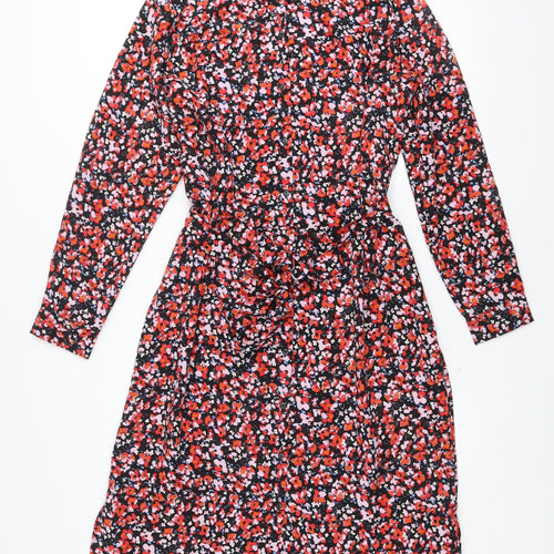 JDY Women’s Multicoloured Floral Shirt Dress L Midi Belted Lightweight