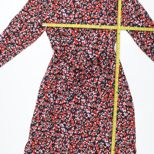 JDY Women’s Multicoloured Floral Shirt Dress L Midi Belted Lightweight