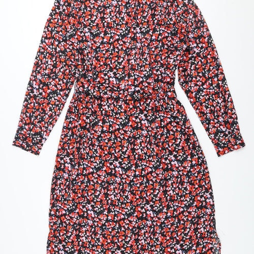 JDY Women’s Multicoloured Floral Shirt Dress L Midi Belted Lightweight