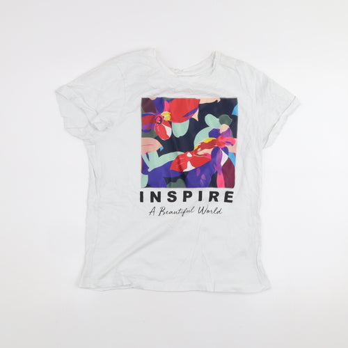 St. Bernard for Dunnes Stores Womens White Floral Inspire T-Shirt Size S