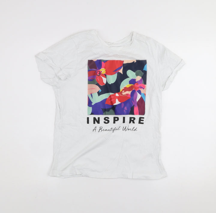 St. Bernard for Dunnes Stores Womens White Floral Inspire T-Shirt Size S