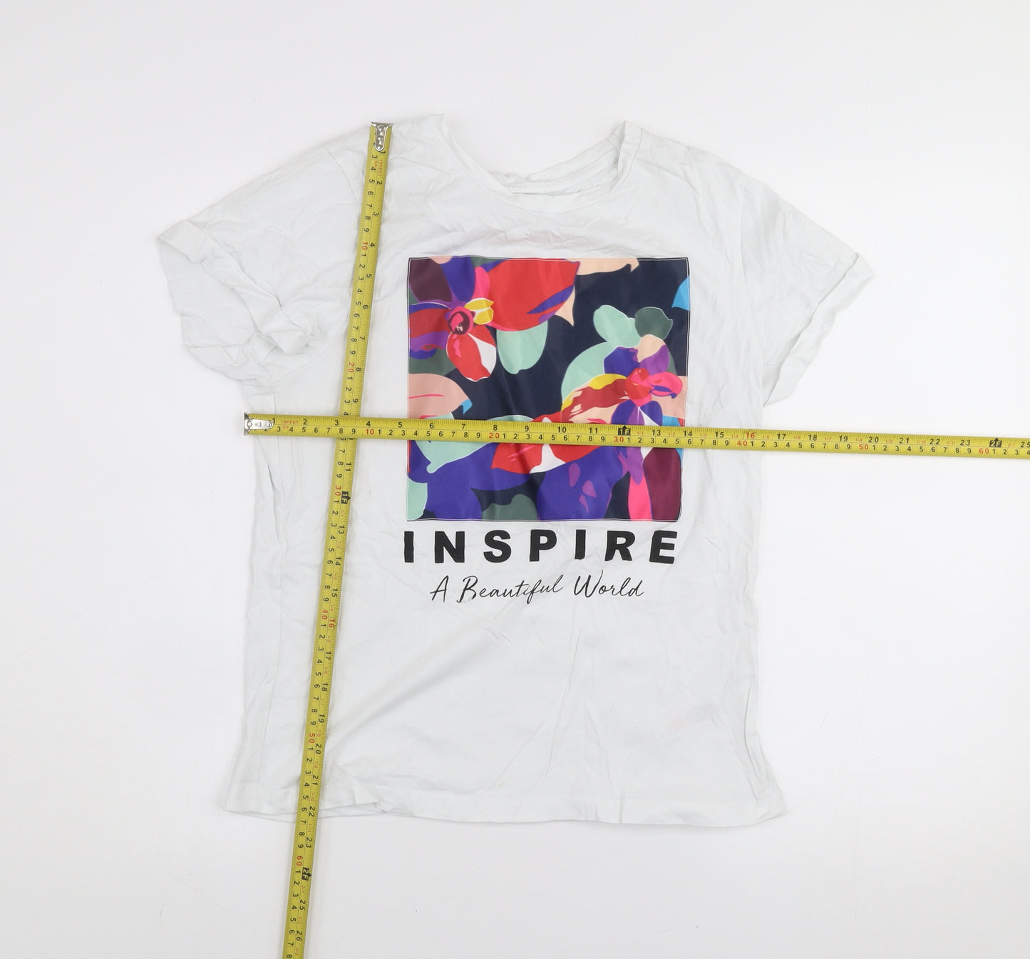 St. Bernard for Dunnes Stores Womens White Floral Inspire T-Shirt Size S