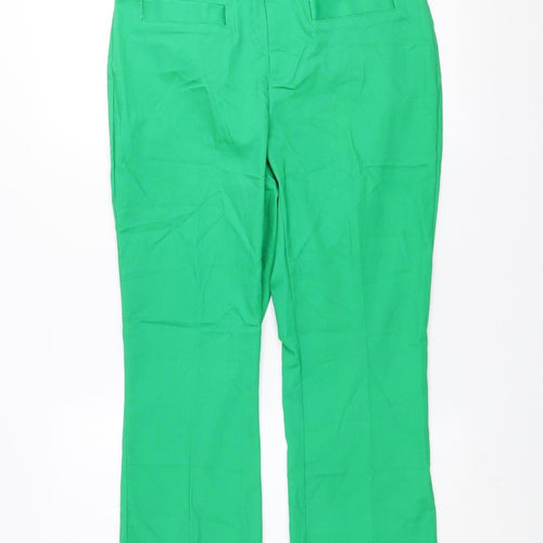 Savida Women's Green Size 12 Cotton Blend Straight Trousers