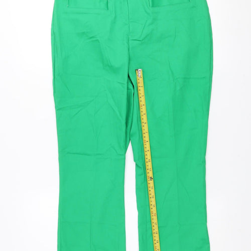 Savida Women's Green Size 12 Cotton Blend Straight Trousers