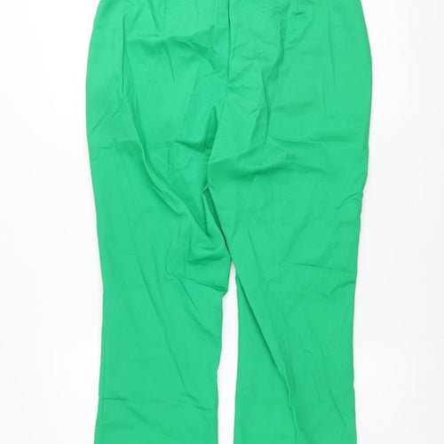 Savida Women's Green Size 12 Cotton Blend Straight Trousers