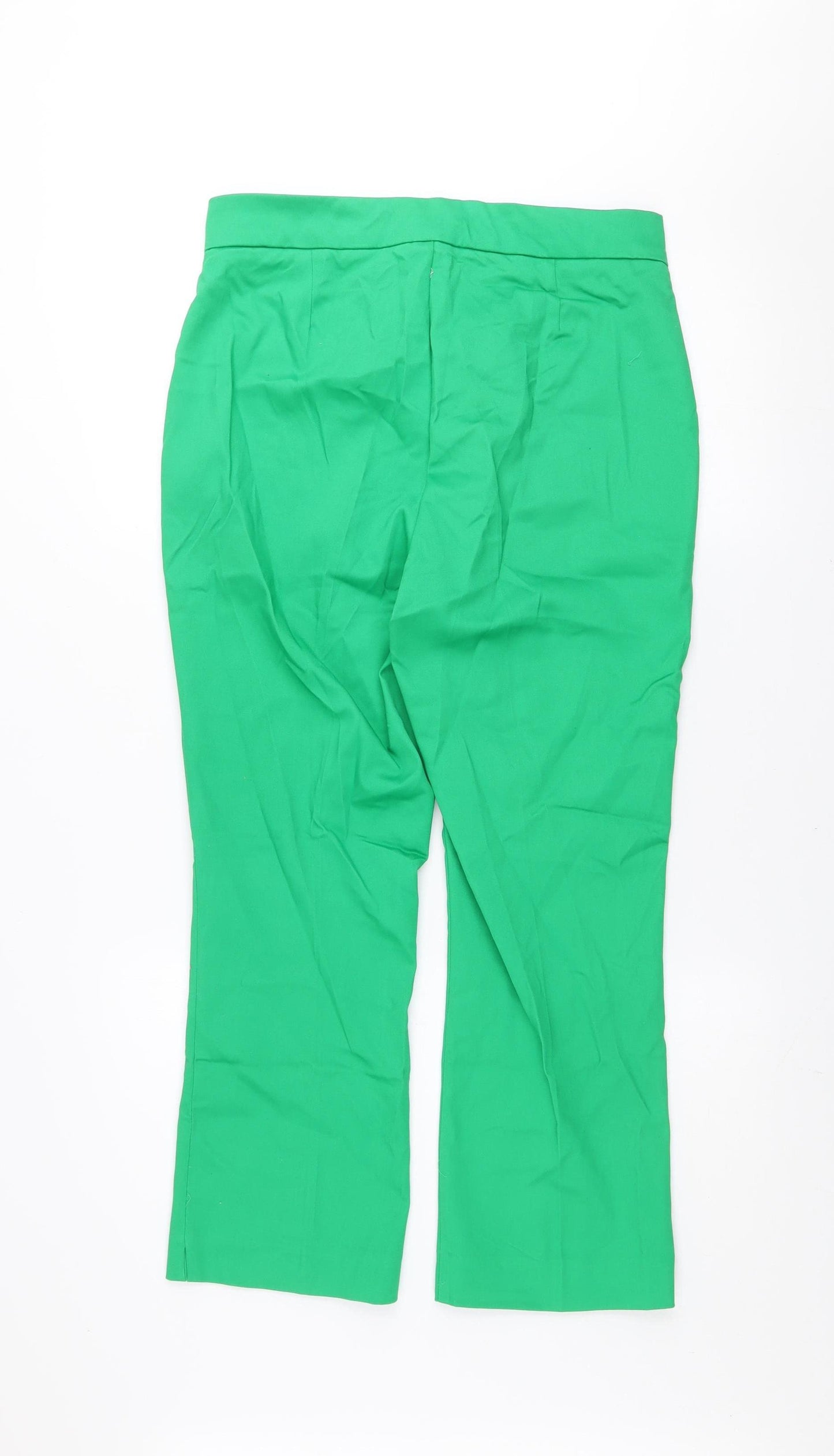 Savida Women's Green Size 12 Cotton Blend Straight Trousers