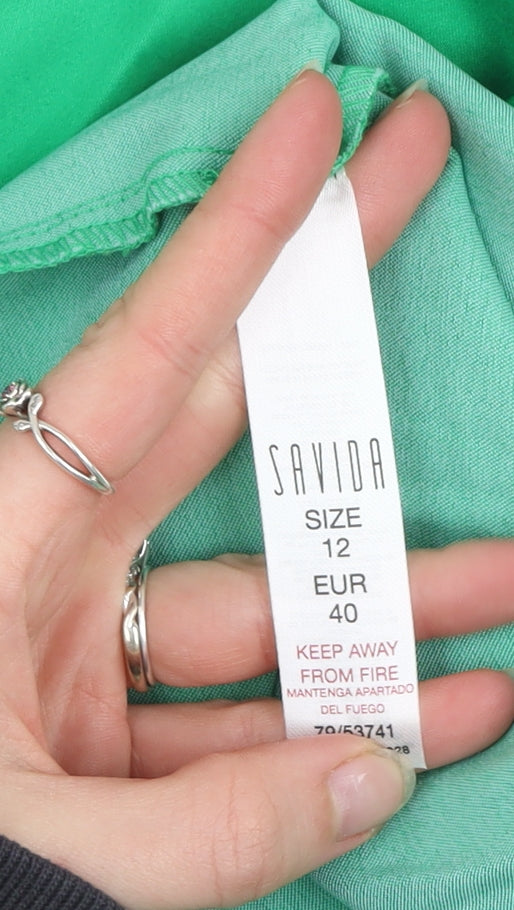 Savida Women's Green Size 12 Cotton Blend Straight Trousers