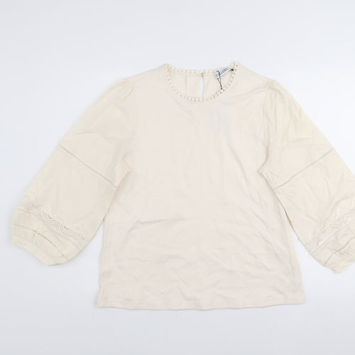 Gallery Women’s Ivory 3/4 Sleeve Tunic Blouse Medium