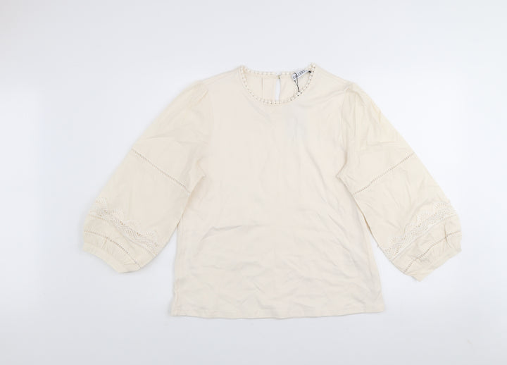 Gallery Women’s Ivory 3/4 Sleeve Tunic Blouse Medium