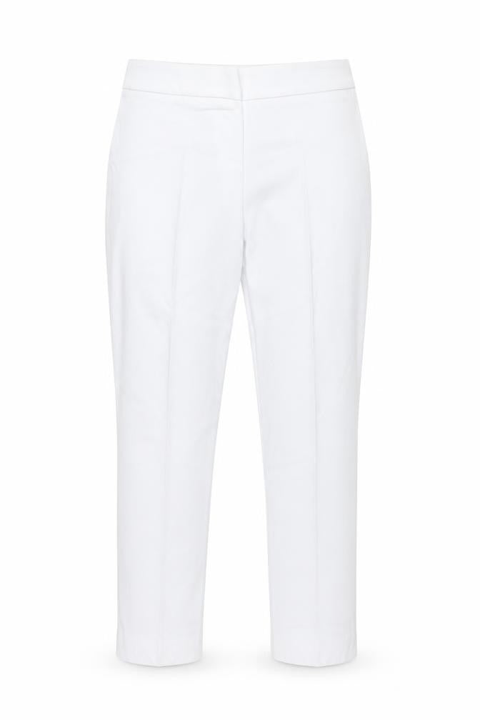 Front view of Savida Women’s White Slim Fit Stretch Trousers, size UK 14