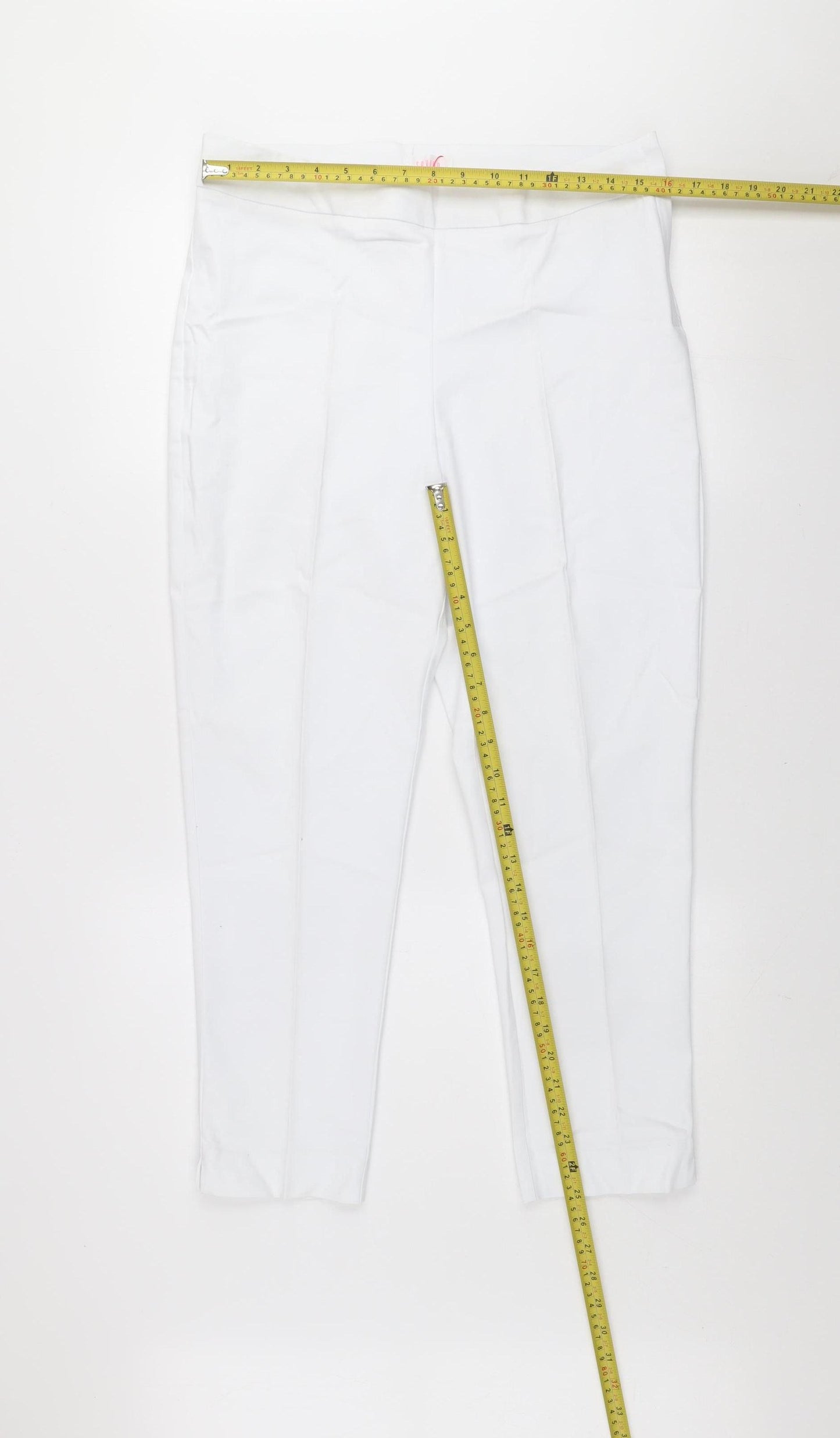 Savida Women’s White Slim Fit Stretch Trousers Size 14