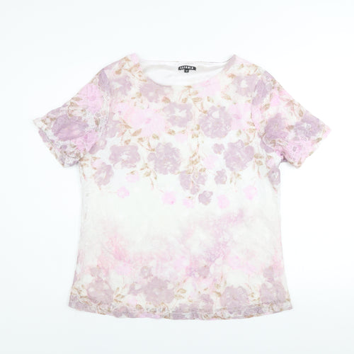 Casamia Women's Multicoloured Floral Lace Short Sleeve T-Shirt M