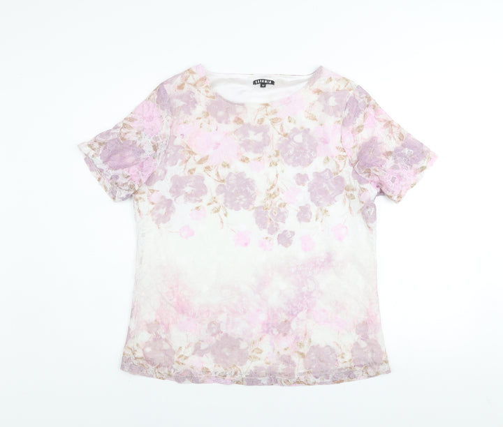 Casamia Women's Multicoloured Floral Lace Short Sleeve T-Shirt M