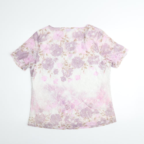 Casamia Women's Multicoloured Floral Lace Short Sleeve T-Shirt M