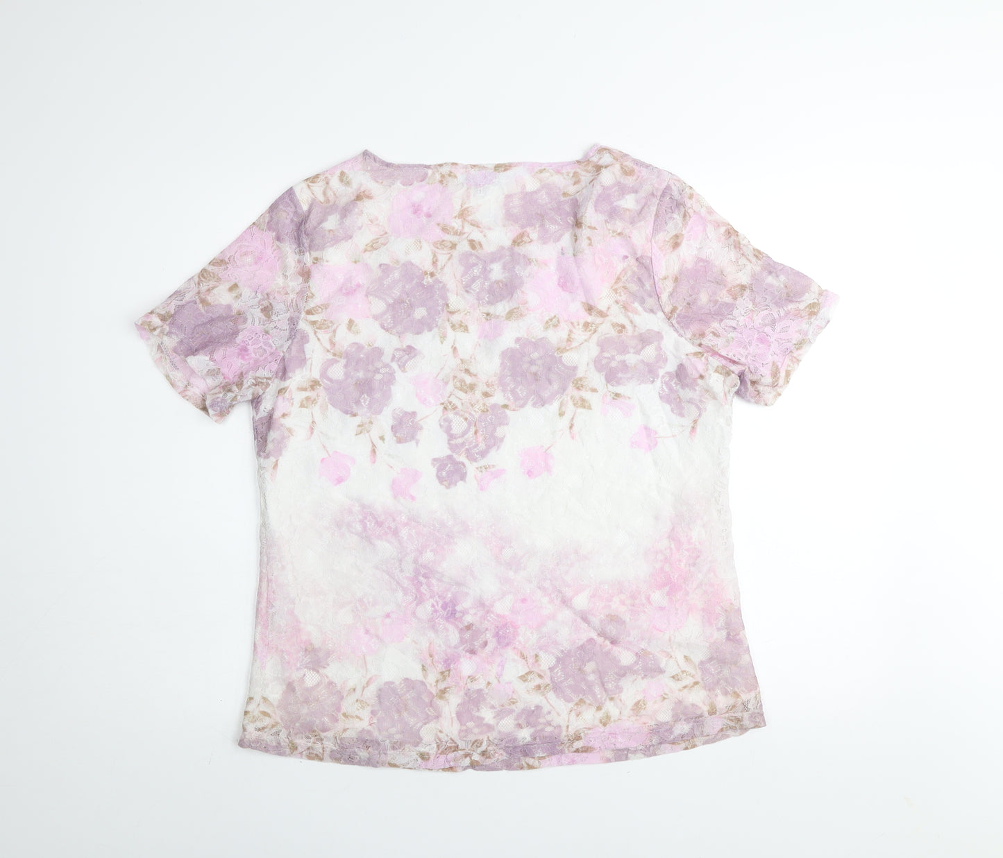 Casamia Women's Multicoloured Floral Lace Short Sleeve T-Shirt M