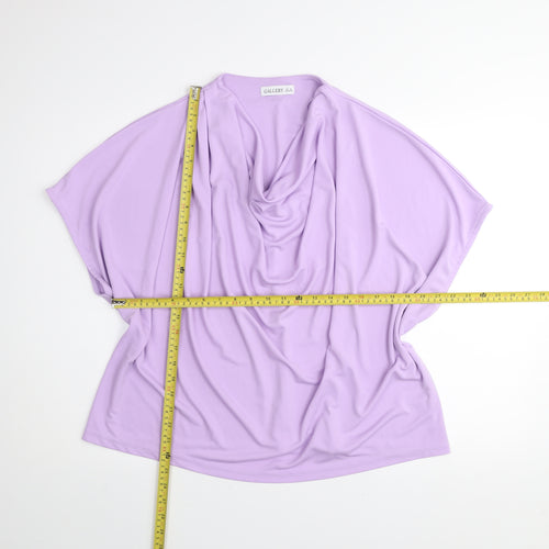 Gallery Women Lilac Cowl Neck Relaxed Fit Short Sleeve Blouse XL