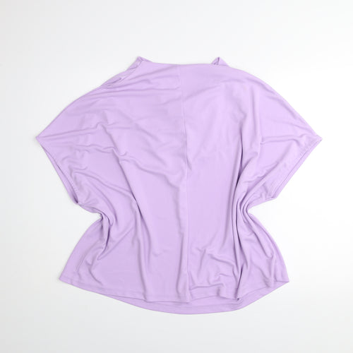 Gallery Women Lilac Cowl Neck Relaxed Fit Short Sleeve Blouse XL