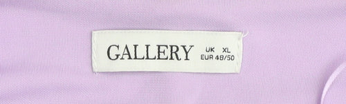 Gallery Women Lilac Cowl Neck Relaxed Fit Short Sleeve Blouse XL
