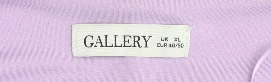 Gallery Women Lilac Cowl Neck Relaxed Fit Short Sleeve Blouse XL
