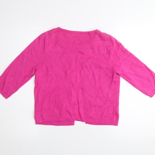 Savida Women's Pink Jewel Neck 3/4 Sleeve Cotton Cardigan Size S