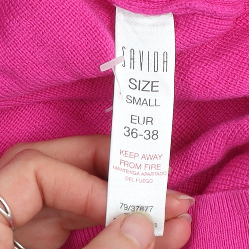 Savida Women's Pink Jewel Neck 3/4 Sleeve Cotton Cardigan Size S